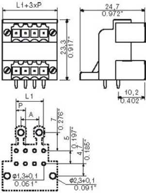 Weidmüller Leiterplattenanschluss 30p.,Lötanschluß SLD3.5/20/90F3.2SNOR