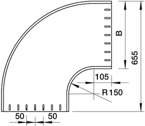 OBO Bettermann Vertr Bogen 90Grad 60x600mm RBU 90 660 A2