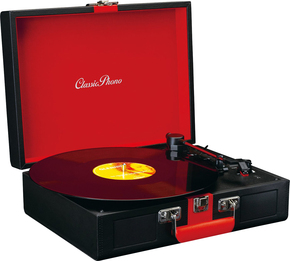 CLASSIC PHONO Koffer-Plattenspieler Retro,BT TT-110 Black Red
