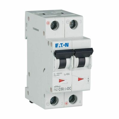 Eaton Leitungsschutzschalter C 50A DC, 2p FAZ-C50/2-DC