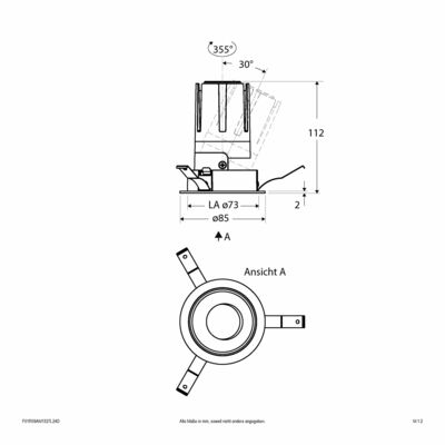 EVN Lichttechnik LED-Einbauleuchte modular Konfigurationstype F01R09AM1327L24D
