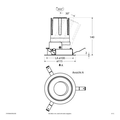 EVN Lichttechnik LED-Einbauleuchte modular Konfigurationstype F01R09AM1830L38D