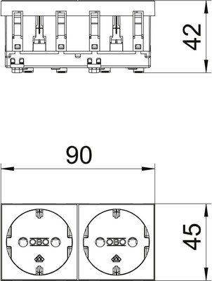 OBO Bettermann Vertr Steckdose 0 Grad, 2-fach Schutzkontakt STD-D0 MZGN2
