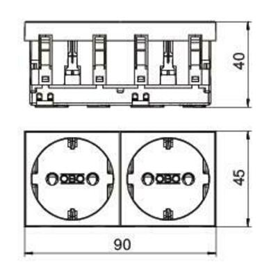 OBO Bettermann Vertr Steckdose 0 Grad, 2-fach Schutzkontakt STD-D0 MZGN2
