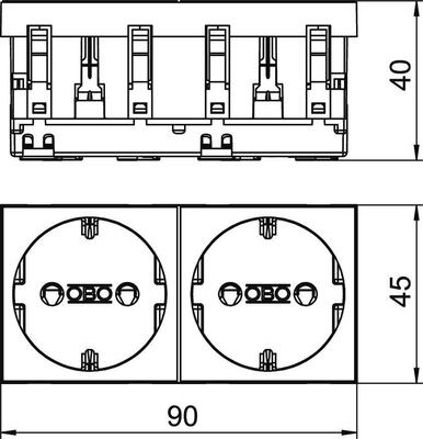 OBO Bettermann Vertr Steckdose 0 Grad, 2-fach Schutzkontakt STD-D0 ROR2