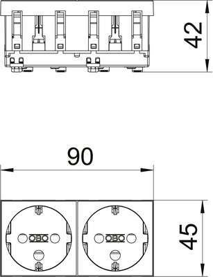 OBO Bettermann Vertr Steckdose 0 Grad, 2-fach Schutzkontakt, kod. STD-D0K SRO2