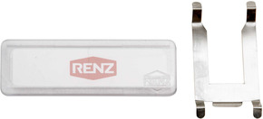 Renz Metallwaren. Namensschild mit Feder 97-9-00302