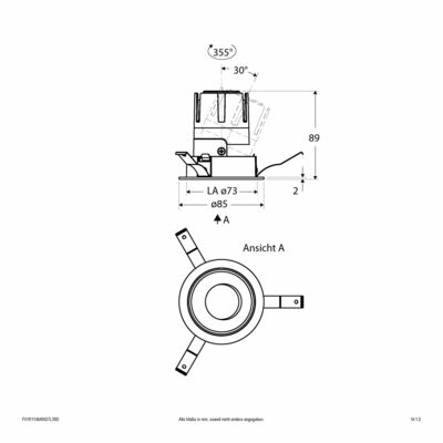 EVN Lichttechnik LED-Einbauleuchte modular Konfigurationstype F01R11AM0627L38D