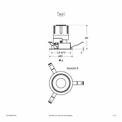 EVN Lichttechnik LED-Einbauleuchte modular Konfigurationstype F01R14SM0627L24D