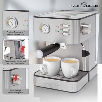 PROFI COOK Espressoautomat Edelstahl PC-ES 1209 inox