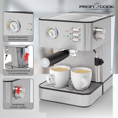 PROFI COOK Espressomaschine Edelstahl PC-ES 1209 inox