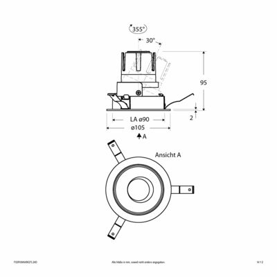 EVN Lichttechnik LED-Einbauleuchte modular Konfigurationstype F02R09AM0627L24D