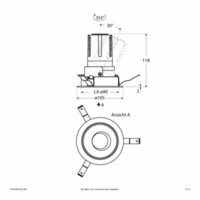 EVN Lichttechnik LED-Einbauleuchte modular Konfigurationstype F02R09AM1327L38D