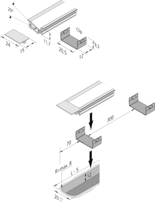 Hera LED Einfräsprofil 5er Set 2,95m, edelst. 61500034268