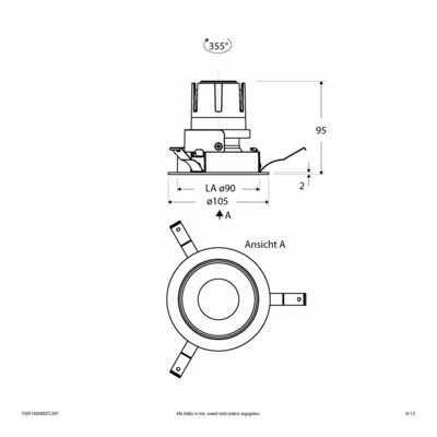 EVN Lichttechnik LED-Einbauleuchte modular Konfigurationstype F02R14SM0627L55P