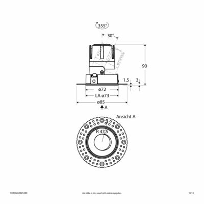 EVN Lichttechnik LED-Einbauleuchte modular Konfigurationstype F03R09AM0627L38D