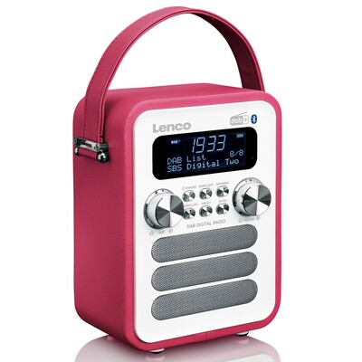 LENCO DAB+ Radio portable,Akku,BT PDR-051 Pink/White