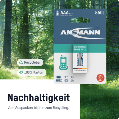 Ansmann Akku Micro DECT-Telefon NiMH AAA 550mAh 5035523 (VE2)
