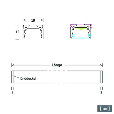 LTS Licht&Leuchten Anbauprofil 3m schwarz DCL-P-U1 001/3000 sw