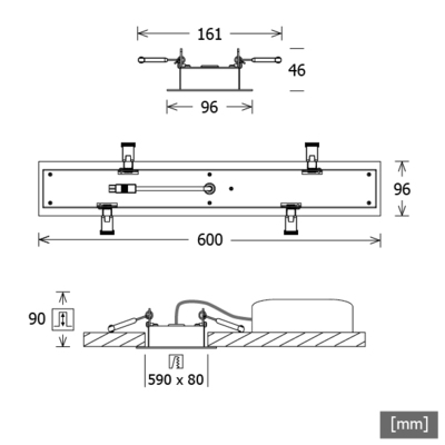 LTS Licht&Leuchten LED-Einbauleuchte 830, DALI, schwarz LUZR12104.830.60DAsw