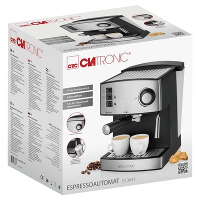CTC Clatronic Espressomaschine Edelstahl CTC ES 3643 sw-inox