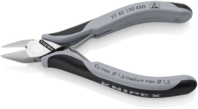Knipex-Werk Elektronik-Seitenschneider durchgesteckt Gelenk 77 42 130 ESD