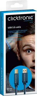 Clicktronic USB-Kabel,High Speed 0,5m,A/B 70090