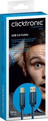 Clicktronic USB-Kabel,High Speed 3m,A/B 70093