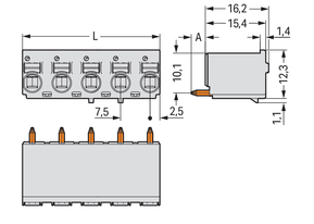 WAGO GmbH & Co. KG 1-Leiter-THR-Federleiste gerade, lichtgrau 2092-4172/200-000