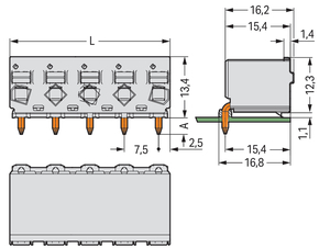 WAGO GmbH & Co. KG 1-Leiter-THR-Federleiste abgewinkelt, lichtgr 2092-4374/200-000