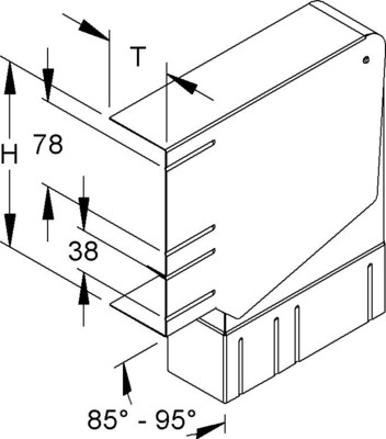 Niedax GK-Vertikaleck 90Gr. 170x61mm DKVVU 170-78T60 W