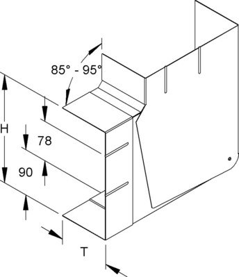 Niedax GK-Vertikaleck 90Gr. 213x100mm GKVVO 213A78T100 L