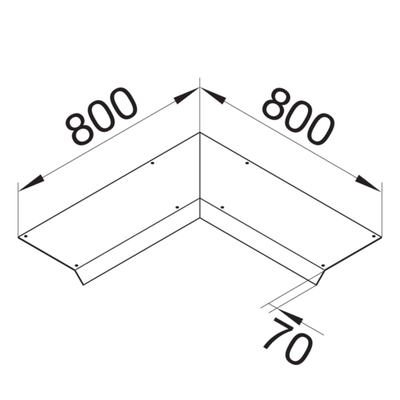 Tehalit Blinddeckel-Inneneck 800 mm, 45 Grad AKBI4000701