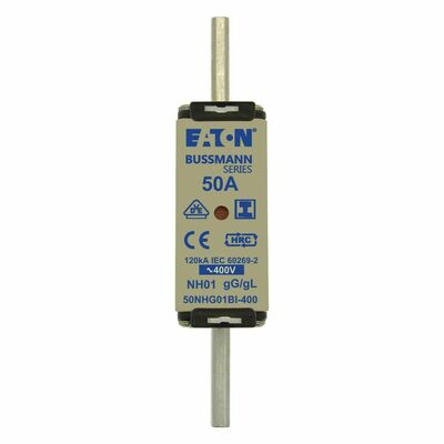 Eaton Sicherungseinsatz Nieders. 50A AC 400V 120kA 50NHG01BI-400