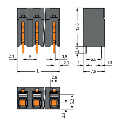 WAGO GmbH & Co. KG THR-Leiterplattenklemme 2086-3128/997-607