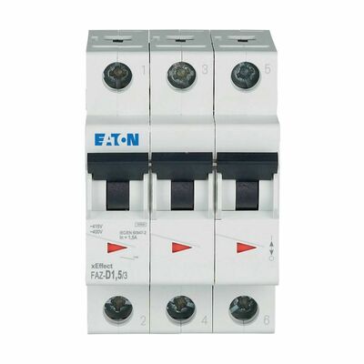 Eaton Leitungsschutzschalter 3p. 1,5A Charakt.: D FAZ-D1,5/3