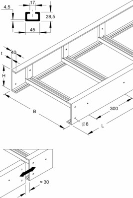 Niedax GFK-Kabelleiter 150x300x3000mm ULV 150.300/3