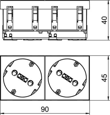 OBO Bettermann Vertr Steckdose 33 Grad, 2-fach Schutzkontakt STD-D3S MZGN2