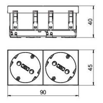 OBO Bettermann Vertr Steckdose 33 Grad, 2-fach Schutzkontakt STD-D3S MZGN2