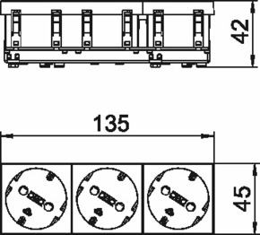 OBO Bettermann Vertr Steckdose 33 Grad, 3-fach Schutzkontakt STD-D3S ROR3