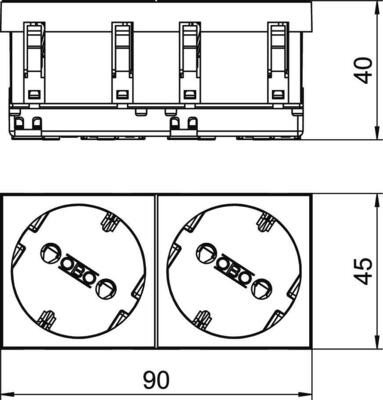 OBO Bettermann Vertr Steckdose 33 Grad, 2-fach Schutzkontakt STD-D3S SWGR2