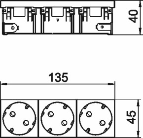 OBO Bettermann Vertr Steckdose 33 Grad, 3-fach Schutzkontakt,Con.45 STD-D3SC SRO3