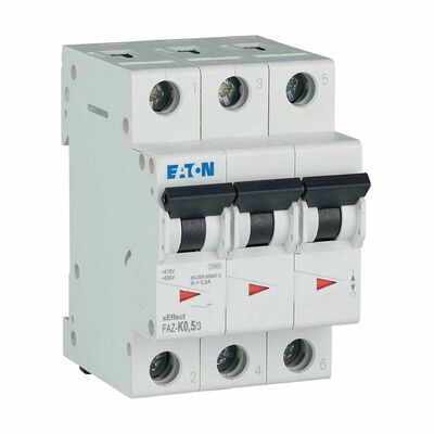 Eaton Leitungsschutzschalter 3p. 0,5A Charakt.: K FAZ-K0,5/3