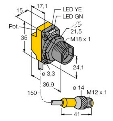 Turck Opto Sensor Lichtleiter QS18VP6FQPMA
