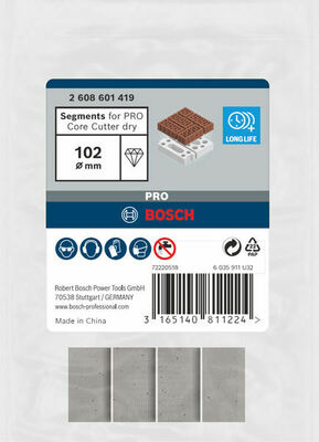 Bosch Power Tools Segmente für PRO Trockenbohrkrone 102 2608601419 (VE4)