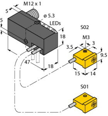 Turck Sensor induktiv NI2-Q9.5- #1650065