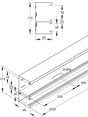 Niedax GK-Unterteil 170x90x2000 mm DKU 170-78T90 S