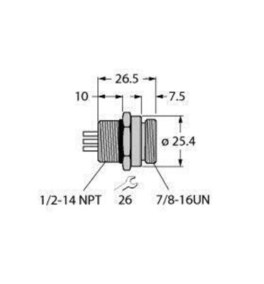 Turck Flanschstecker 7/8, Frontmontage RSF 57