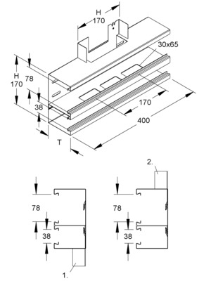 Niedax GK-T-Stück 90Gr. 170x90mm DKT 170-78T90 S
