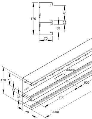 Niedax GK-Unterteil 170x70x2000mm DKU 170-78T70 S
